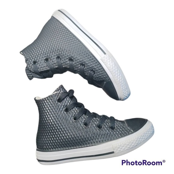 Converse All-Star Chuck Taylor black rubber sides hi-tops child size 12 - Picture 3 of 10